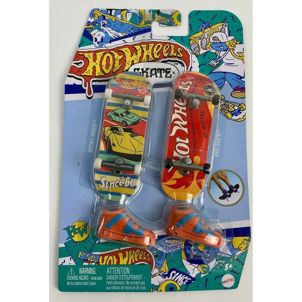 Hot Wheels Skate Fingerboard 2 Pack Rad Sk8 Retro Rider Mattel New‎